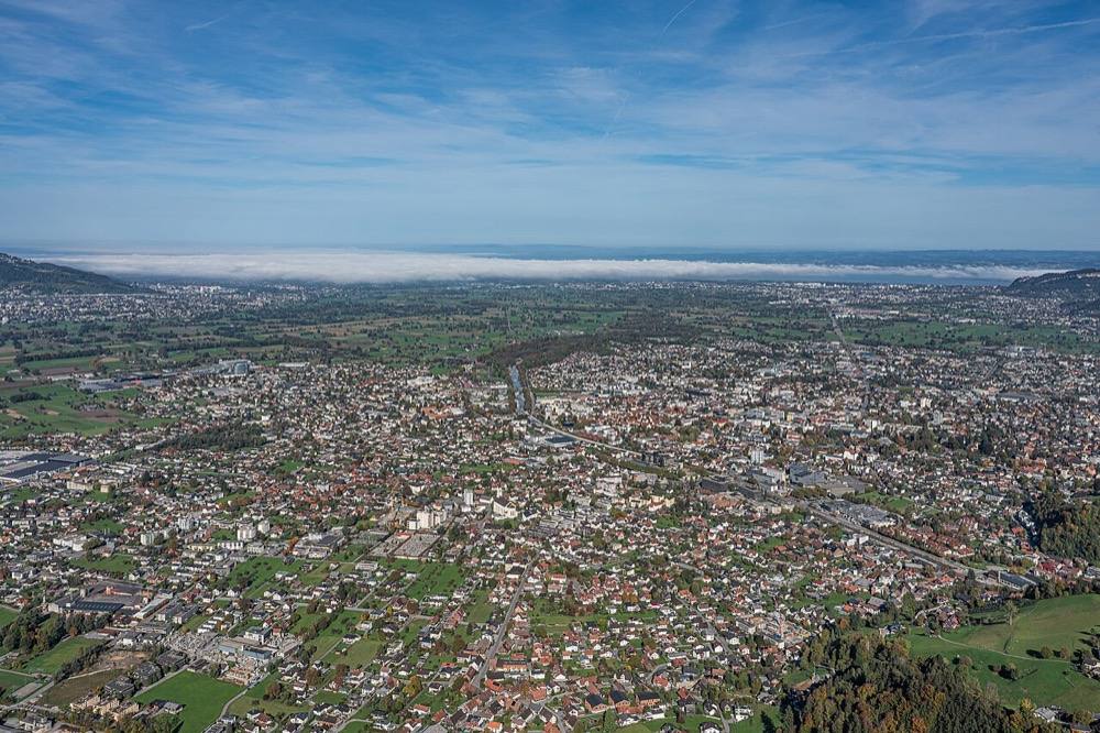 Panoramablick vom Karren über Dornbirn Richtung Bodensee